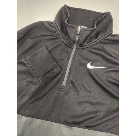 Nike Running‎ Shirt Men's L Black Gray Long Sleeve 1/4 Zip Pullover Dri-Fit - Picture 1 of 9